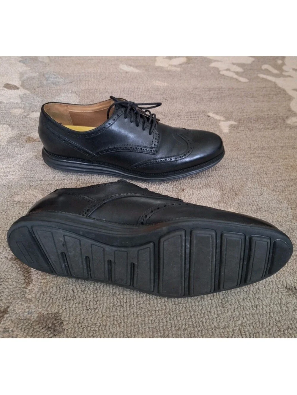 Cole Haan Black Leather Wingtip Derby Shoes